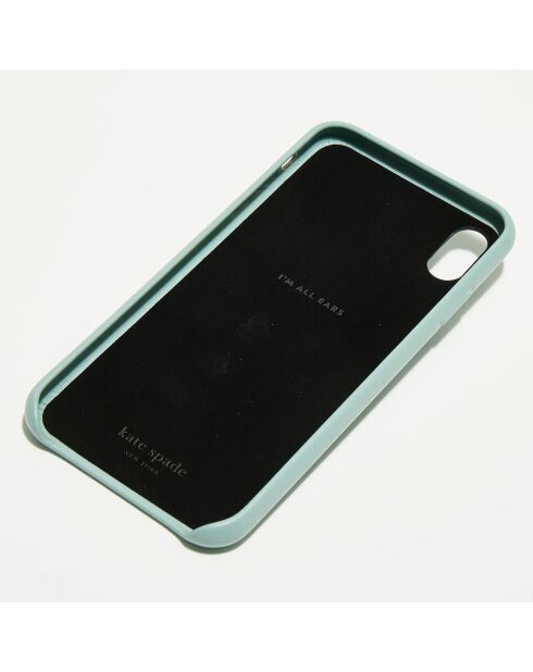 Coque en Cuir iPhone XS Max Arc-en-ciel Cloud Patch bleue