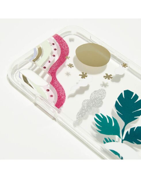 Coque en silicone iPhone XS Glitter Garden Cat transparent/multicolore