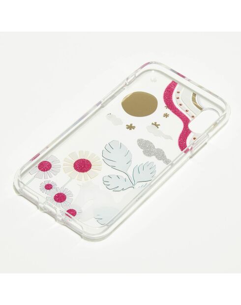 Coque en silicone iPhone XS Glitter Garden Cat transparent/multicolore