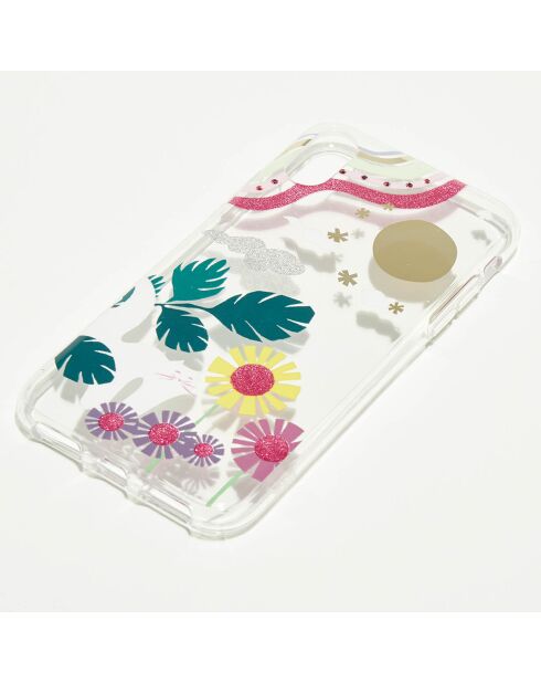 Coque en silicone iPhone XS Glitter Garden Cat transparent/multicolore