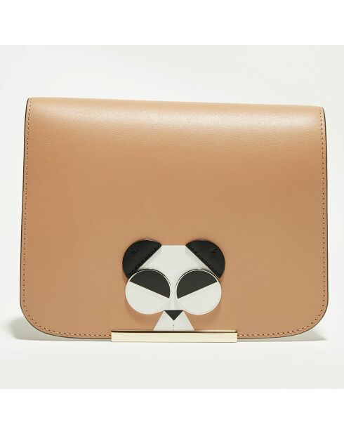 Rabat de Sac en Cuir Gentle Panda camel - 20x16 cm