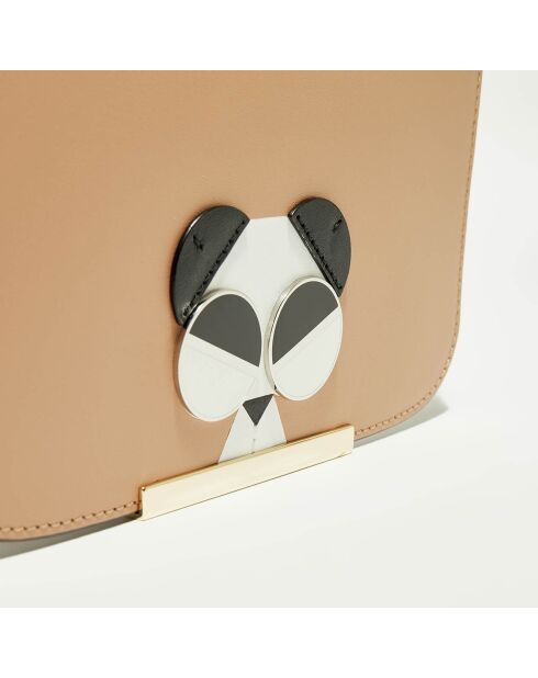 Rabat de Sac en Cuir Gentle Panda camel - 20x16 cm