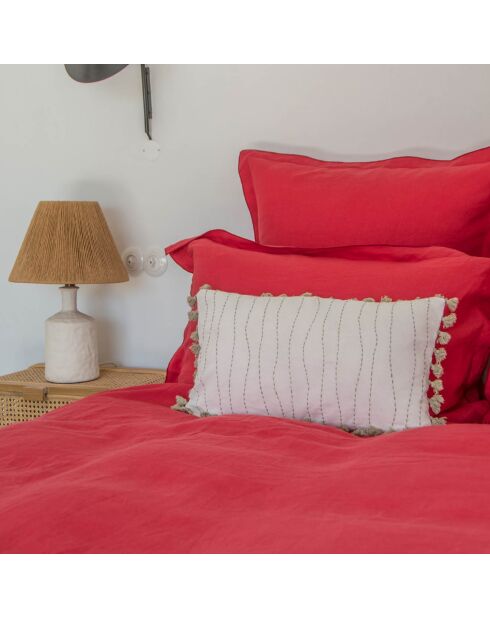 Housse de couette 100% Lin Hortense framboise