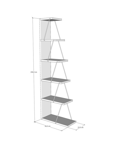 Bibliothèque Tlos pin noir - 50x150x22 cm