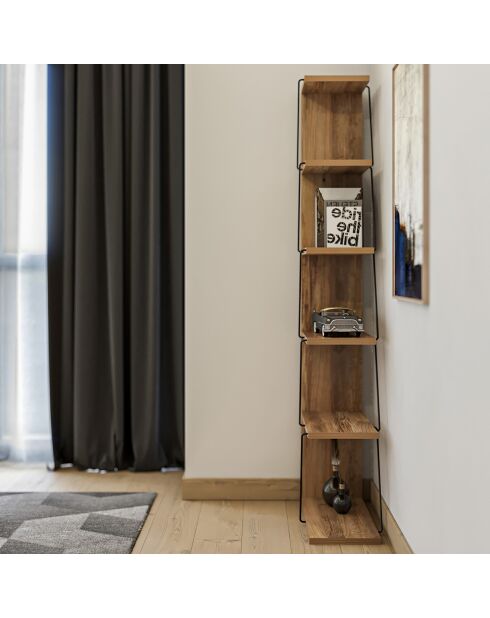 Bibliothèque Tlos pin noir - 50x150x22 cm