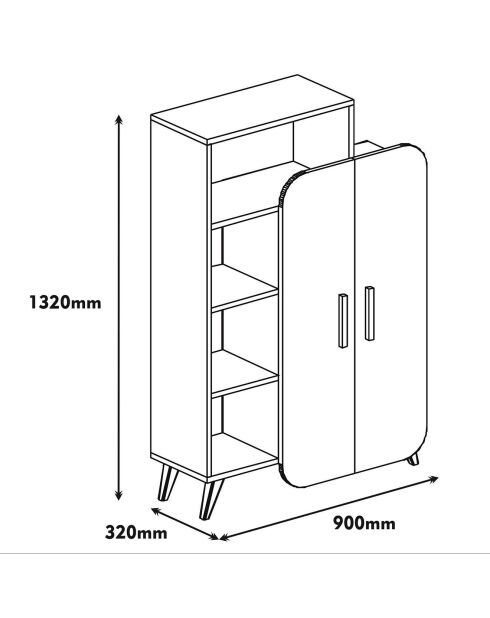 Meuble de rangement Form noyer/blanc - 90x32x132 cm