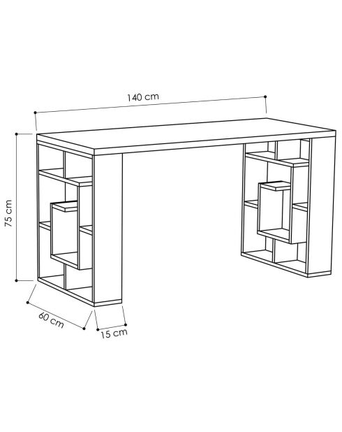 Bureau Maze chêne/blanc - 60x140x75 cm