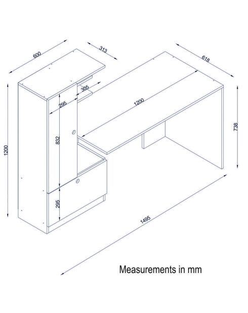 Bureau Domingos blanc - 150x120x60 cm