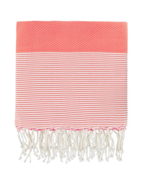 Fouta Famiglia Ibiza Honeycomb, tamaño XXL, color naranja coral, 200 x 200 cm