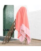 Fouta Famiglia XXL Ibiza a nido d'ape Corallo Arancio - 200x200 cm