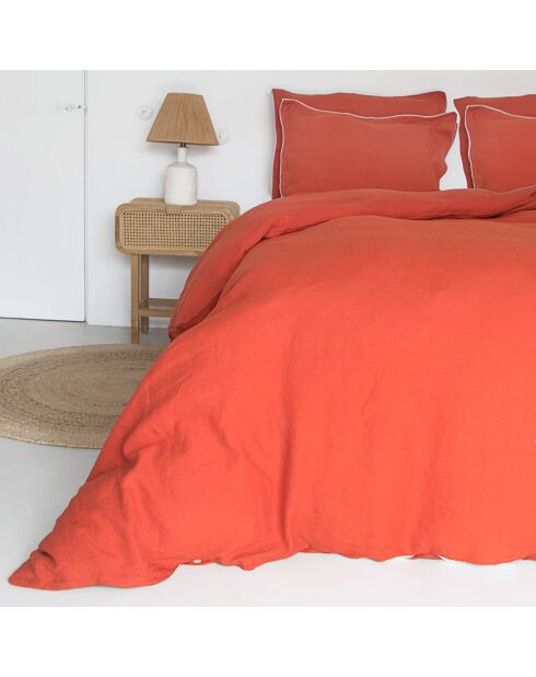 Housse de couette 100% Lin Hortense terracotta