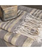 Juego de baño Lurex Hamptons de color marrón claro/dorado, 3 piezas