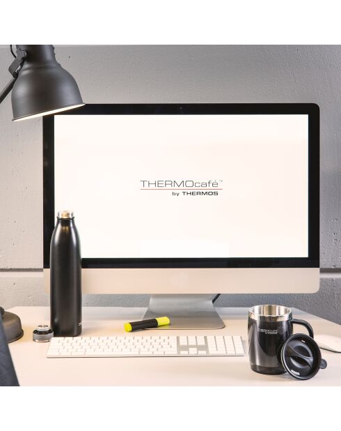 Set Gourde isotherme bouchon à vis + Mug café noir - 45 cl/75 cl