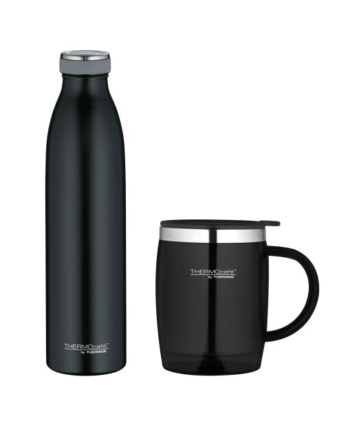 Set Gourde isotherme bouchon à vis + Mug café noir - 45 cl/75 cl