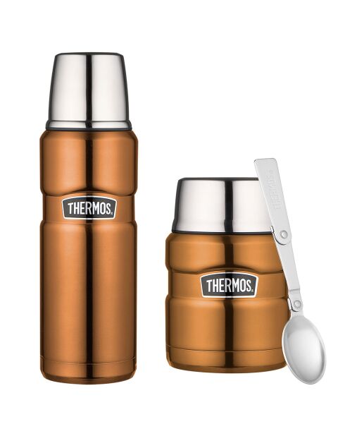 Set Porte-aliments King + Bouteille isotherme King cuivre - 47 cl