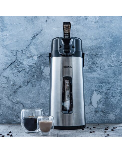 Graue/schwarze Thermoskanne mit isothermer Pumpe - 220 cl
