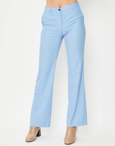 Pantalon 100% Laine à pince bleu ciel