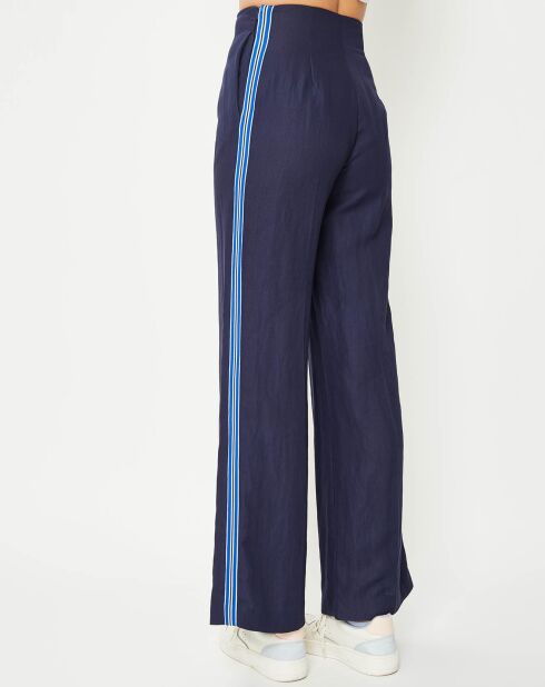 Pantalon long bande côté bleu marine