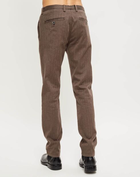 Pantalon chino Malmo Chevron marron