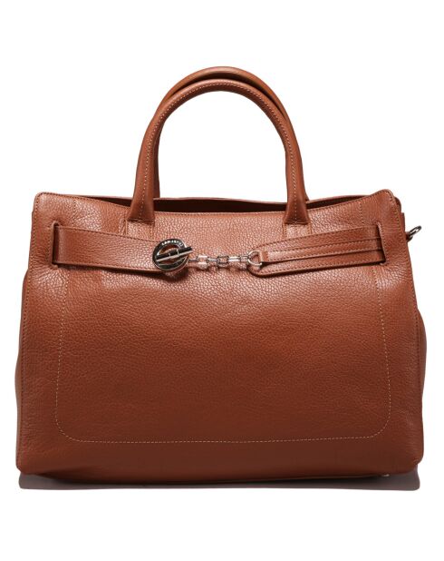 Sac à main en Cuir Paris cognac - 38x28x14 cm