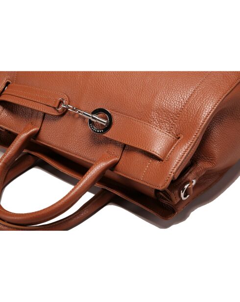 Sac à main en Cuir Paris cognac - 38x28x14 cm