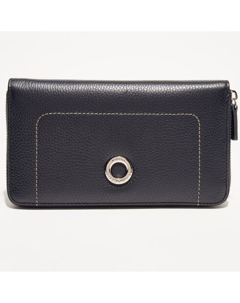 Portefeuille Paris en Cuir marine - 19x11 cm