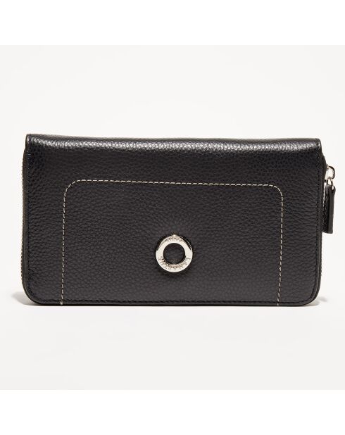 Portefeuille en Cuir Paris noir - 19x11 cm