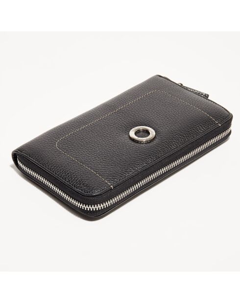 Portefeuille en Cuir Paris noir - 19x11 cm