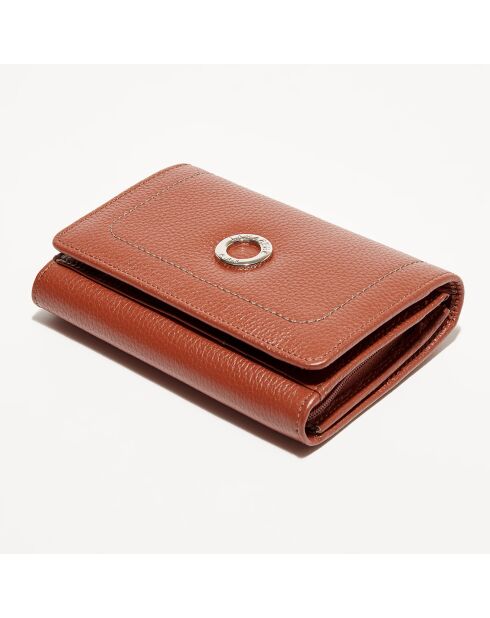 Portefeuille en Cuir Paris cognac - 14.7x11.8 cm