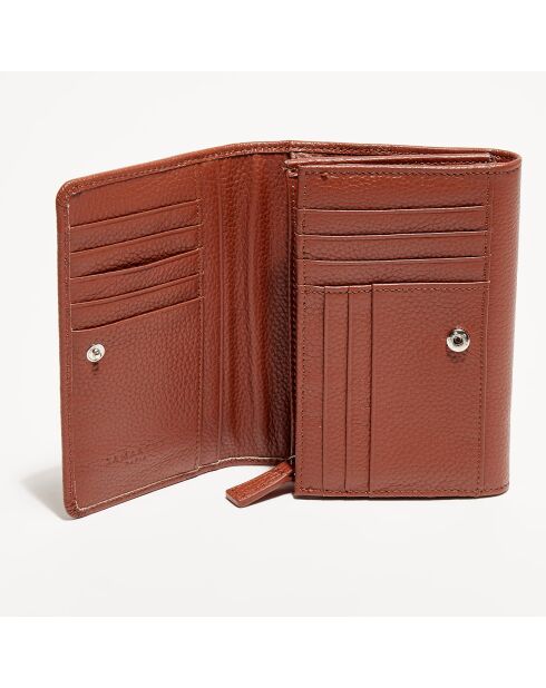 Portefeuille en Cuir Paris cognac - 14.7x11.8 cm