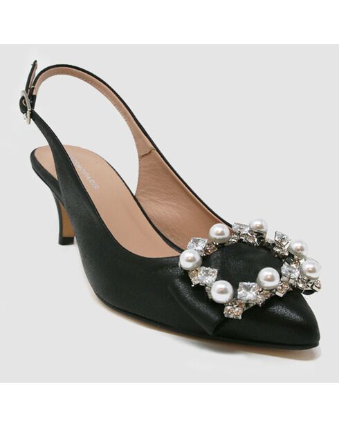 Slingbacks en Cuir Milia noirs - Talon 6 cm