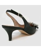 Slingbacks en Cuir Milia noirs - Talon 6 cm