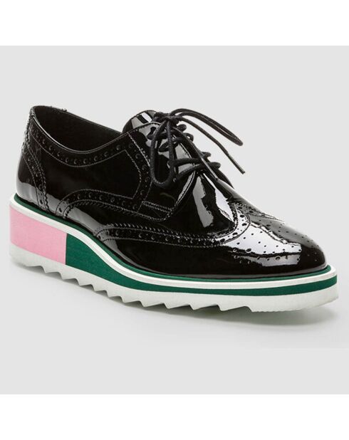 Derbies en Cuir Vernis Vallea noires - Talon 5 cm