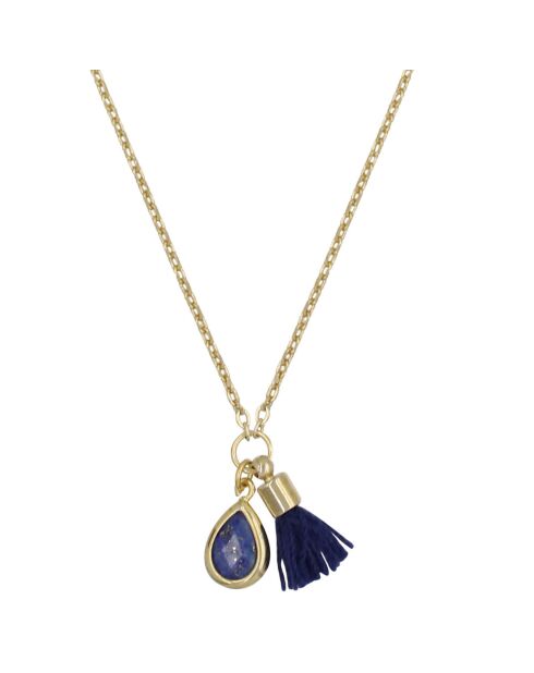 Collier Johanna Lapis bleu en laiton doré