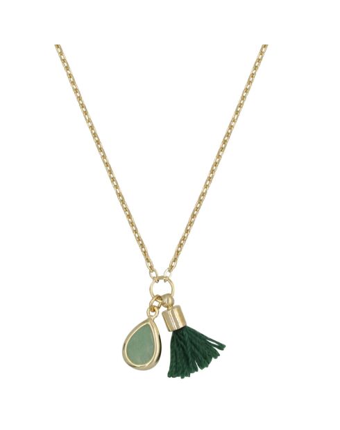 Collier Johanna Aventurine verte en laiton doré