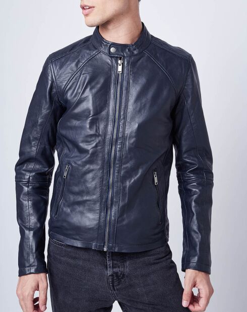 Veste en Cuir Thibaut marine