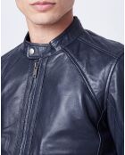 Veste en Cuir Thibaut marine