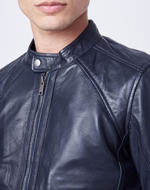 Veste en Cuir Thibaut marine