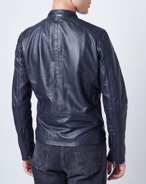 Veste en Cuir Thibaut marine