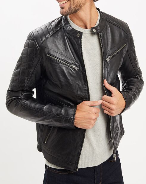 Veste en Cuir Flash noire