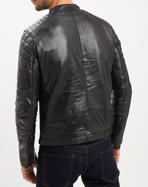 Veste en Cuir Flash noire