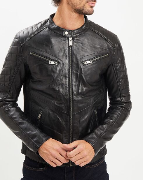 Veste en Cuir Flash noire