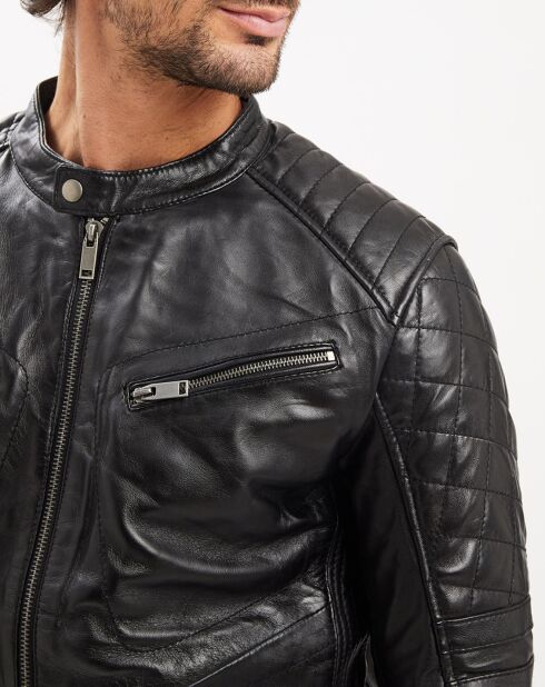 Veste en Cuir Flash noire