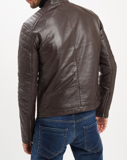 Veste en Cuir Flash marron