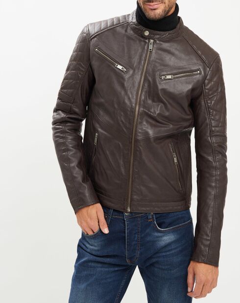 Veste en Cuir Flash marron