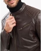 Veste en Cuir Flash marron