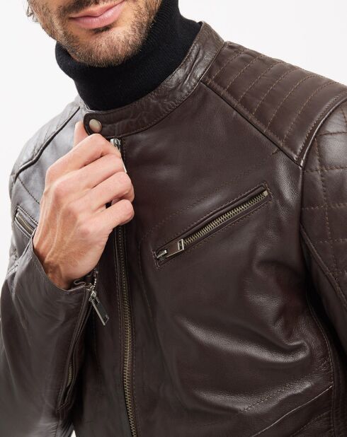 Veste en Cuir Flash marron