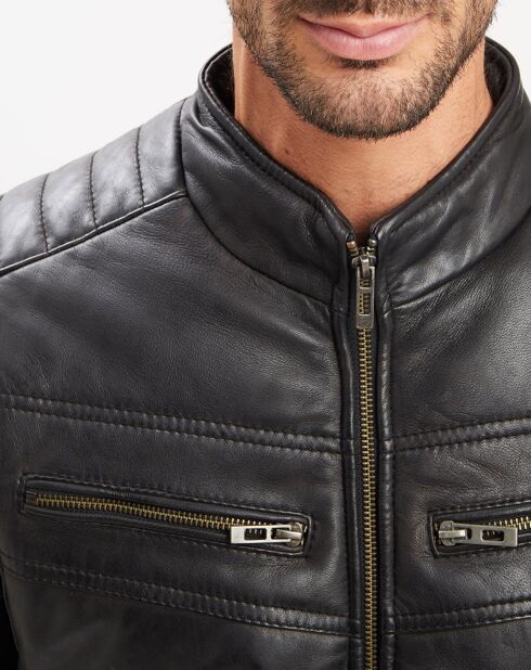 Doudoune en Cuir Giorgio noire