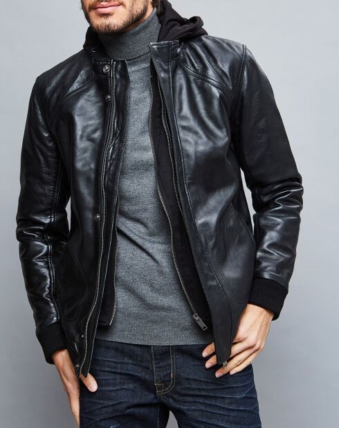 Veste en Cuir Jack noire