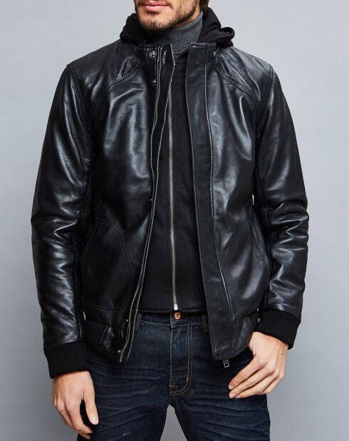 Veste en Cuir Jack noire